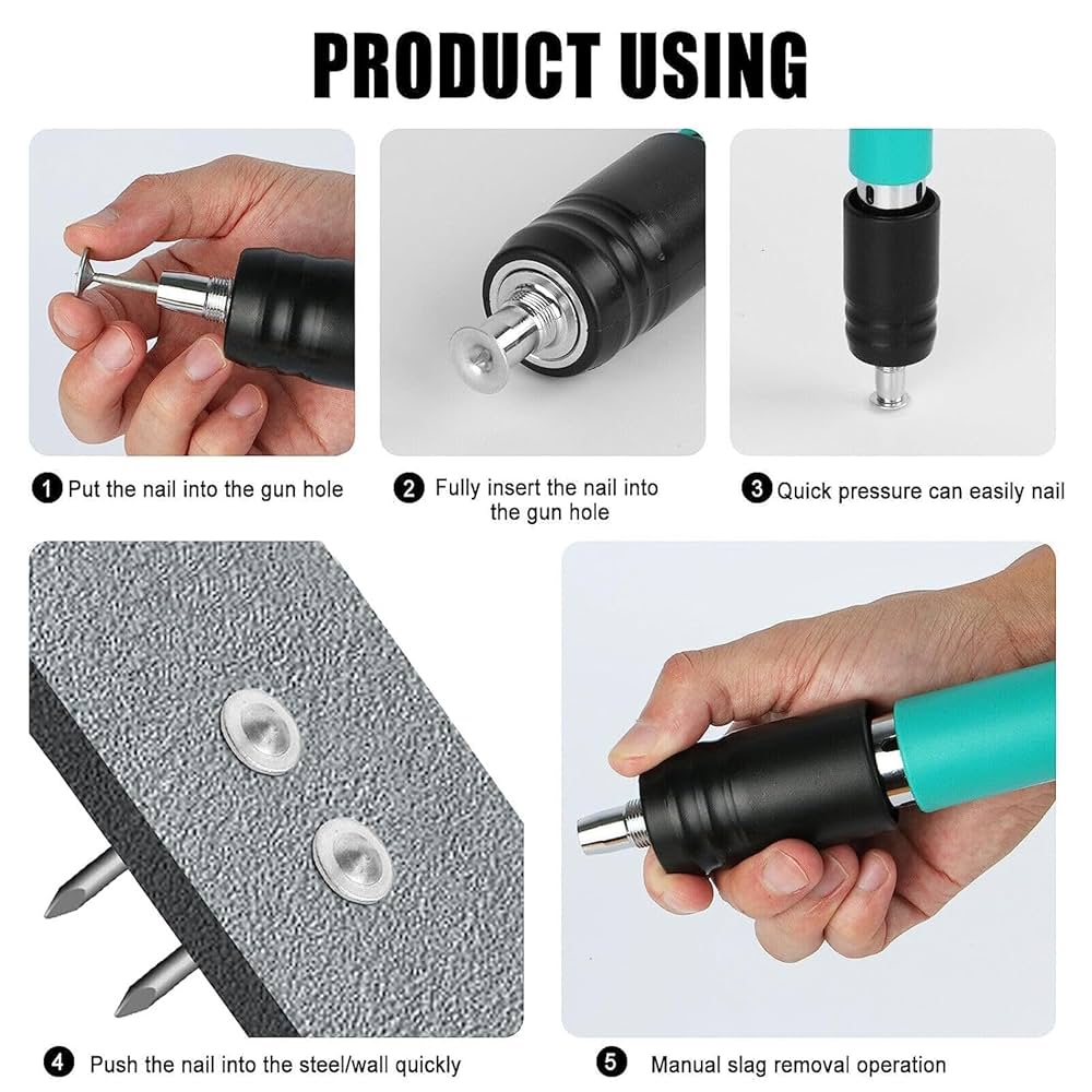 Manual Steel Nail Gun Tool, Concrete Nail Gun, Portable Mini Nail Shooting Machine with 10 Nails, Nail Wall Fixing Tool for Cement Walls