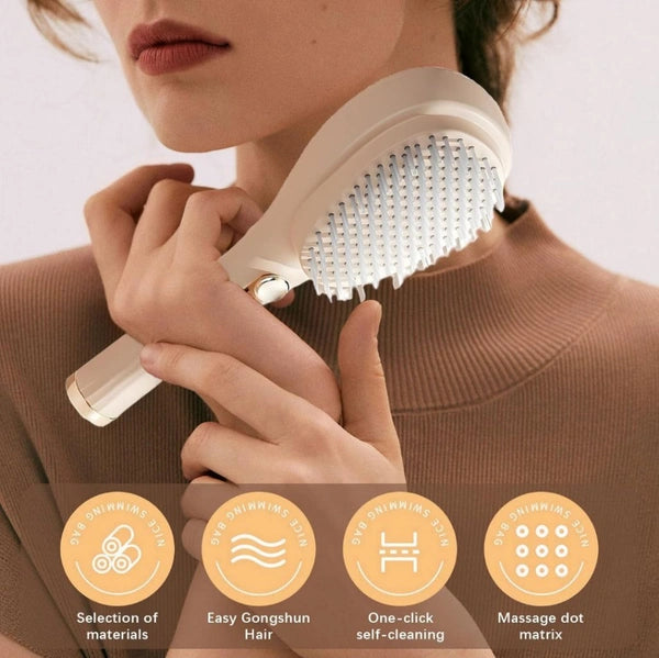 Hair Brush with Self-Cleaning