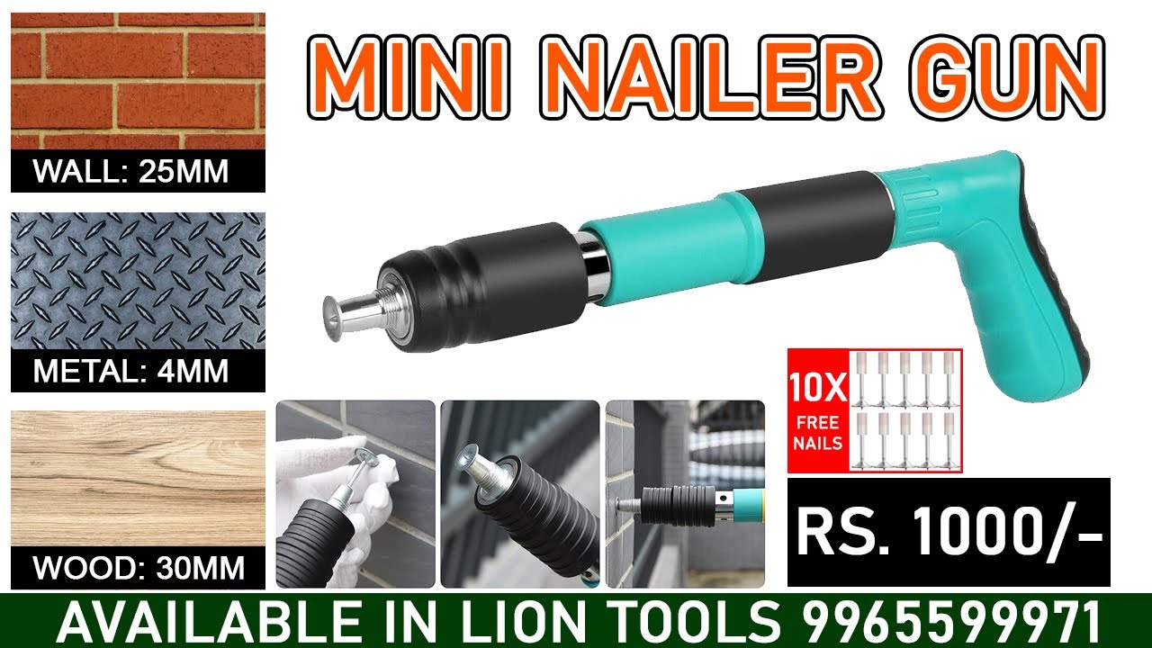 Manual Steel Nail Gun Tool, Concrete Nail Gun, Portable Mini Nail Shooting Machine with 10 Nails, Nail Wall Fixing Tool for Cement Walls